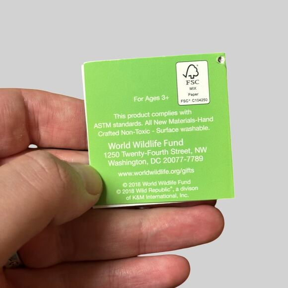 WWF Adoption Plush Stuffed Animal 10" x 5" Brown NWT 2018 - Picture 6 of 9